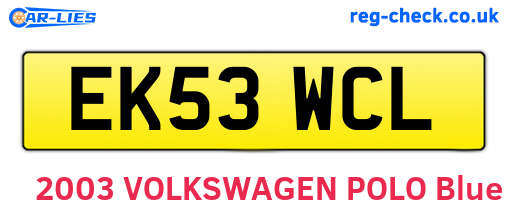 EK53WCL are the vehicle registration plates.