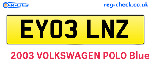 EY03LNZ are the vehicle registration plates.