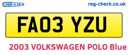 FA03YZU are the vehicle registration plates.
