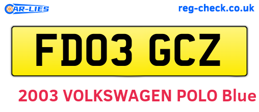 FD03GCZ are the vehicle registration plates.