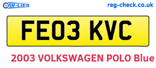 FE03KVC are the vehicle registration plates.