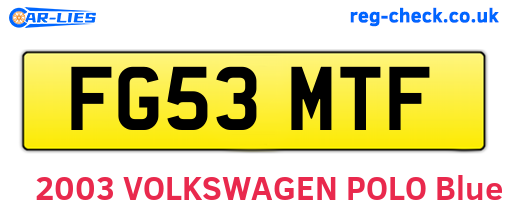 FG53MTF are the vehicle registration plates.