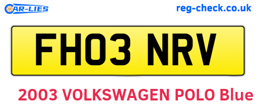 FH03NRV are the vehicle registration plates.