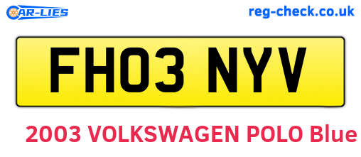 FH03NYV are the vehicle registration plates.