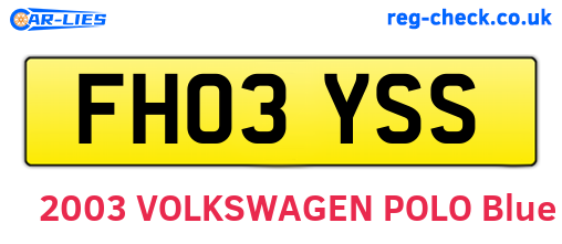 FH03YSS are the vehicle registration plates.