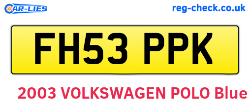 FH53PPK are the vehicle registration plates.