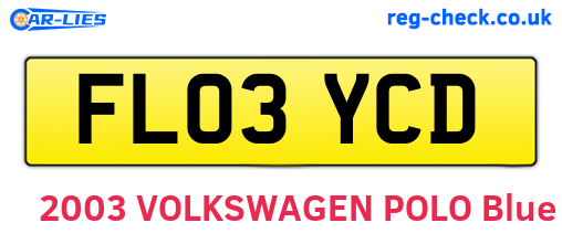 FL03YCD are the vehicle registration plates.