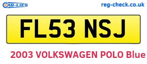 FL53NSJ are the vehicle registration plates.
