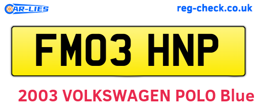 FM03HNP are the vehicle registration plates.