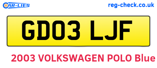 GD03LJF are the vehicle registration plates.