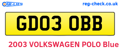 GD03OBB are the vehicle registration plates.