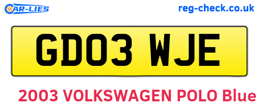 GD03WJE are the vehicle registration plates.