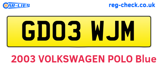GD03WJM are the vehicle registration plates.