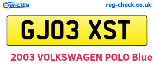 GJ03XST are the vehicle registration plates.
