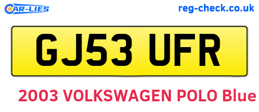 GJ53UFR are the vehicle registration plates.