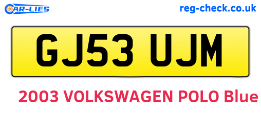 GJ53UJM are the vehicle registration plates.