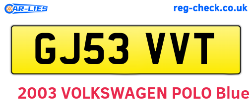 GJ53VVT are the vehicle registration plates.