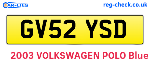 GV52YSD are the vehicle registration plates.