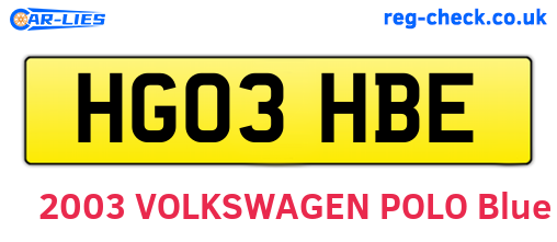 HG03HBE are the vehicle registration plates.