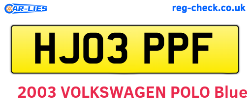 HJ03PPF are the vehicle registration plates.