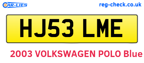 HJ53LME are the vehicle registration plates.