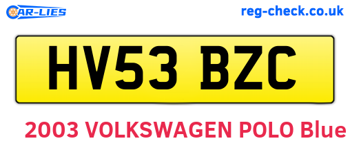 HV53BZC are the vehicle registration plates.