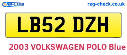 LB52DZH are the vehicle registration plates.
