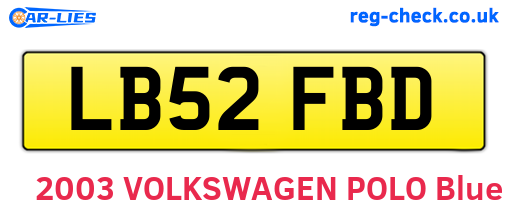 LB52FBD are the vehicle registration plates.