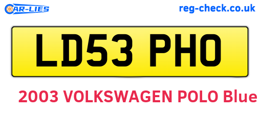 LD53PHO are the vehicle registration plates.