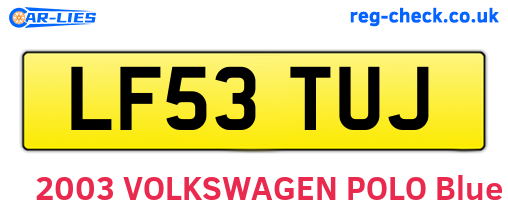 LF53TUJ are the vehicle registration plates.