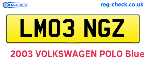 LM03NGZ are the vehicle registration plates.