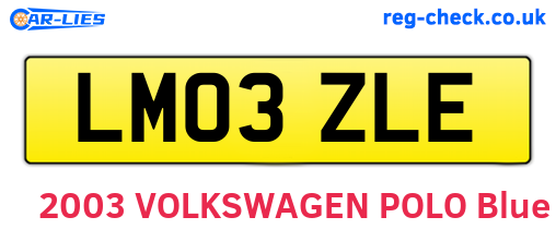 LM03ZLE are the vehicle registration plates.