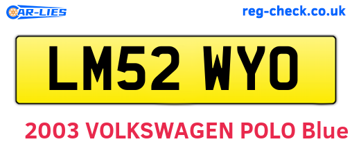 LM52WYO are the vehicle registration plates.