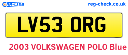 LV53ORG are the vehicle registration plates.