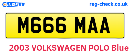 M666MAA are the vehicle registration plates.
