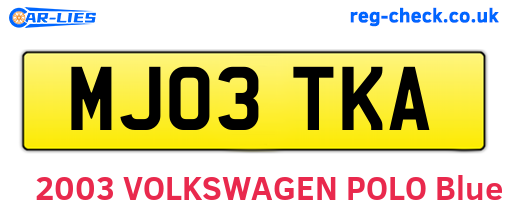 MJ03TKA are the vehicle registration plates.