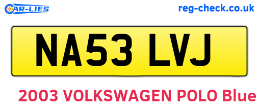 NA53LVJ are the vehicle registration plates.