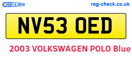 NV53OED are the vehicle registration plates.