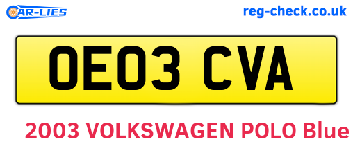 OE03CVA are the vehicle registration plates.
