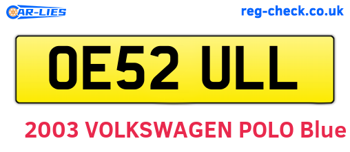 OE52ULL are the vehicle registration plates.