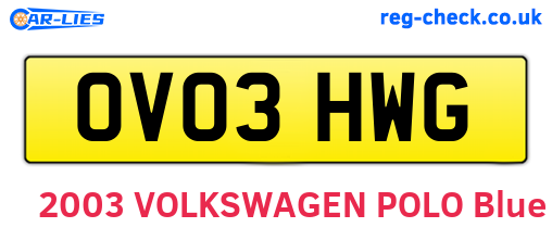 OV03HWG are the vehicle registration plates.