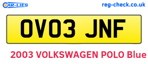 OV03JNF are the vehicle registration plates.