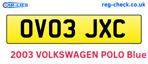 OV03JXC are the vehicle registration plates.