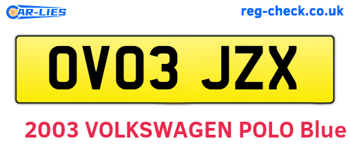OV03JZX are the vehicle registration plates.
