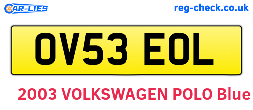 OV53EOL are the vehicle registration plates.