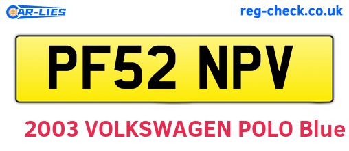 PF52NPV are the vehicle registration plates.