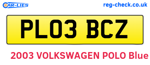 PL03BCZ are the vehicle registration plates.