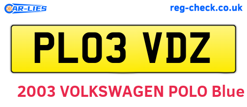 PL03VDZ are the vehicle registration plates.