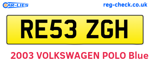 RE53ZGH are the vehicle registration plates.