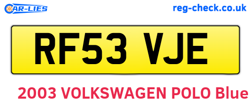 RF53VJE are the vehicle registration plates.